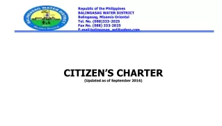 CITIZEN’S CHARTER (Updated as of September 2016)