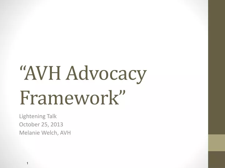 avh advocacy framework