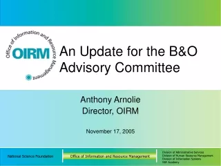 An Update for the B&amp;O Advisory Committee