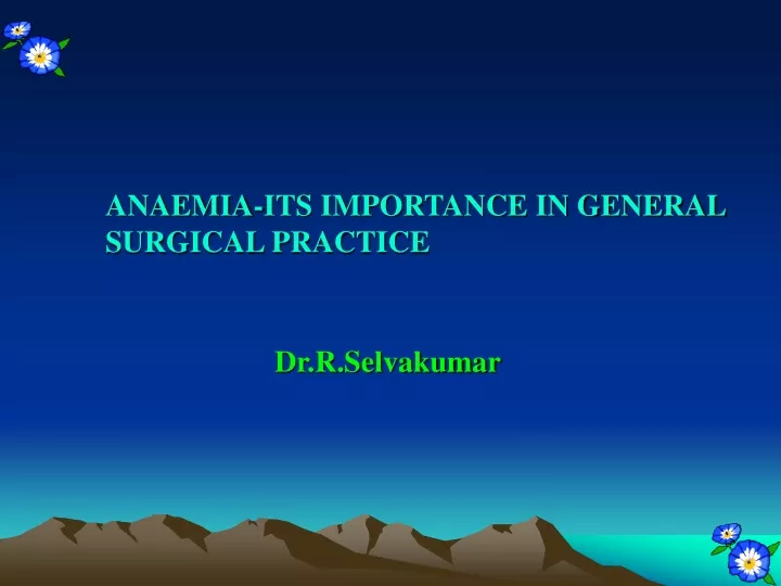 anaemia its importance in general surgical