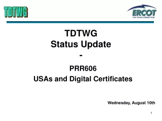 TDTWG  Status Update  -