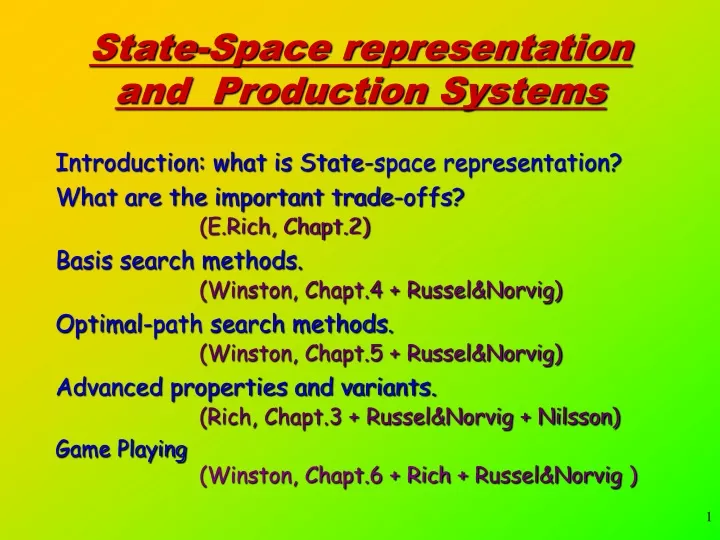 state space representation and production systems