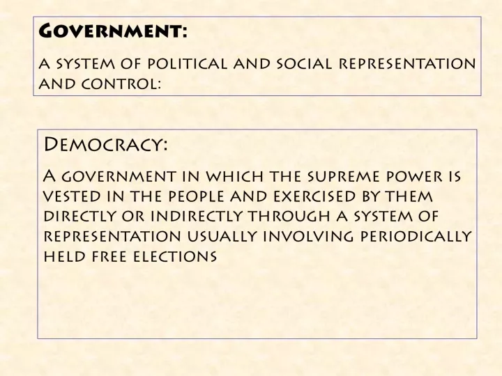 government a system of political and social