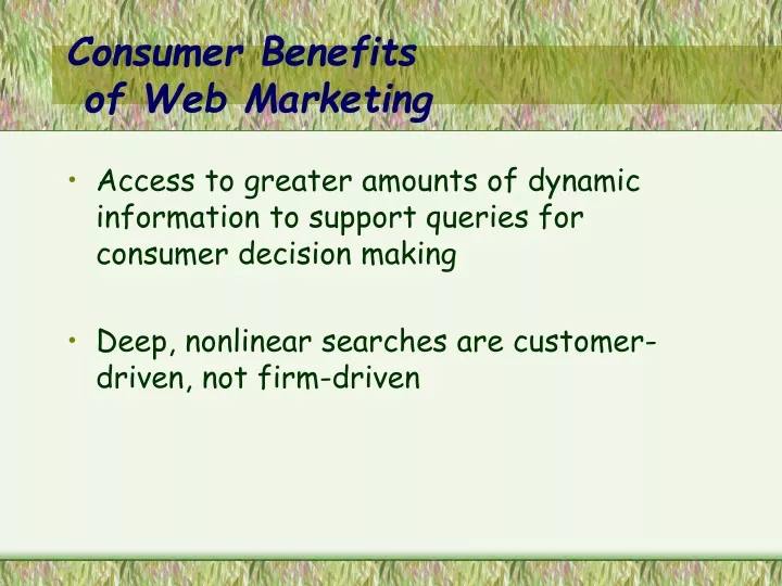 consumer benefits of web marketing