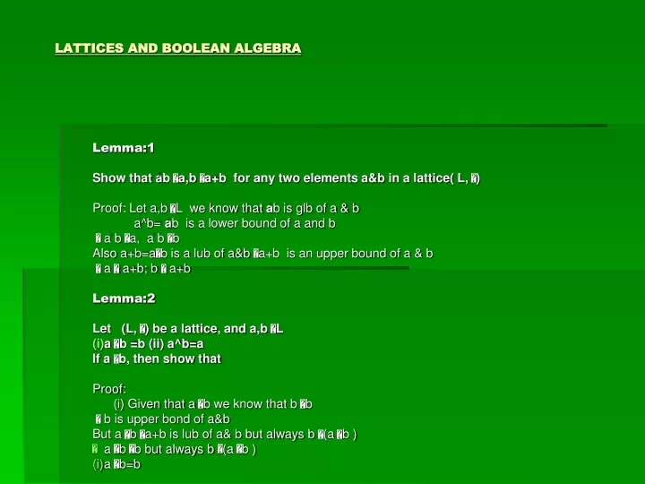 lattices and boolean algebra