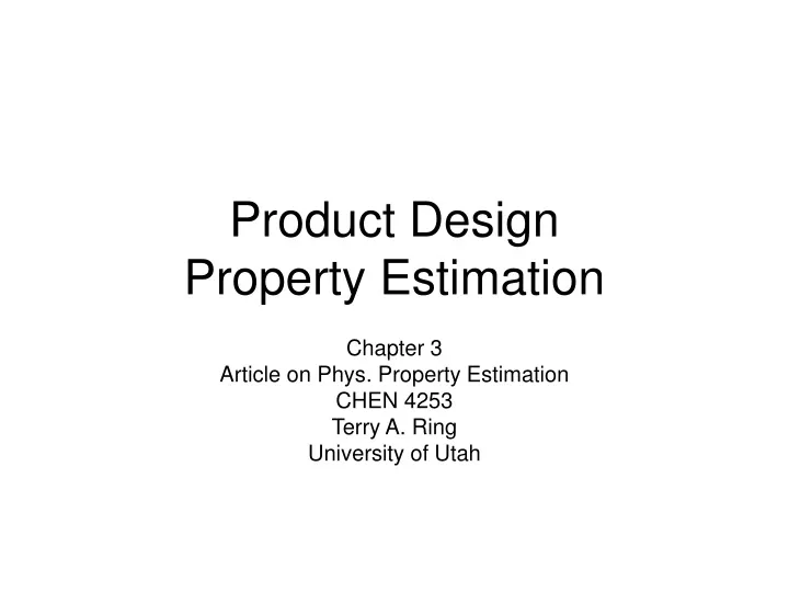 product design property estimation