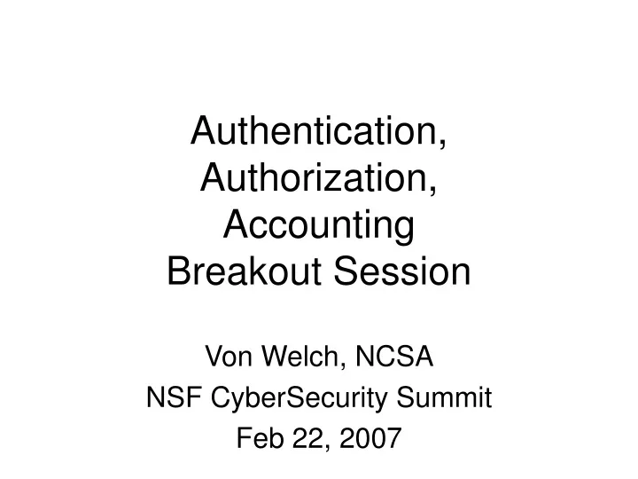 authentication authorization accounting breakout session