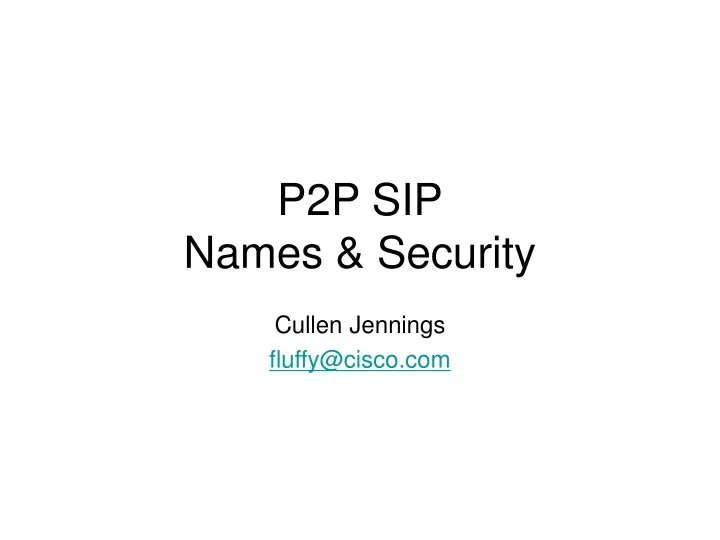 p2p sip names security