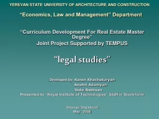 YEREVAN STATE UNIVERSITY OF ARCHITECTURE AND CONSTRUCTION