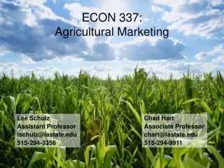 ECON 337: Agricultural Marketing