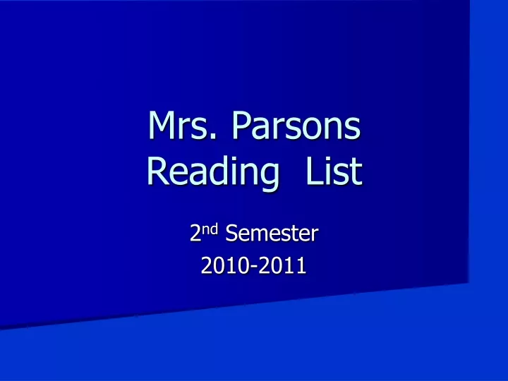 mrs parsons reading list