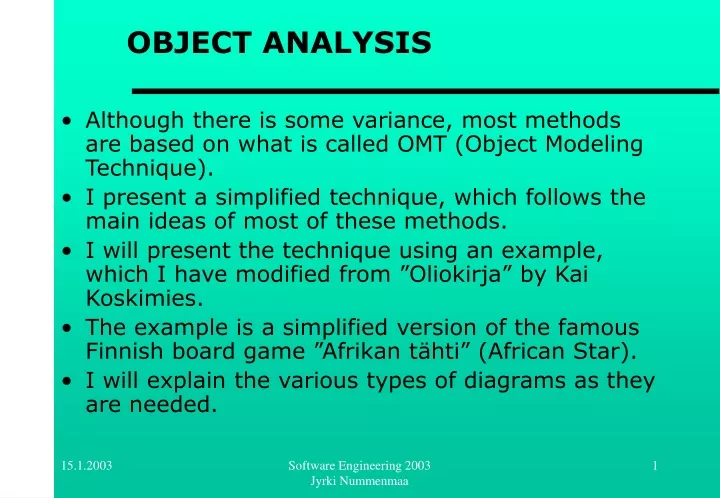 object analysis