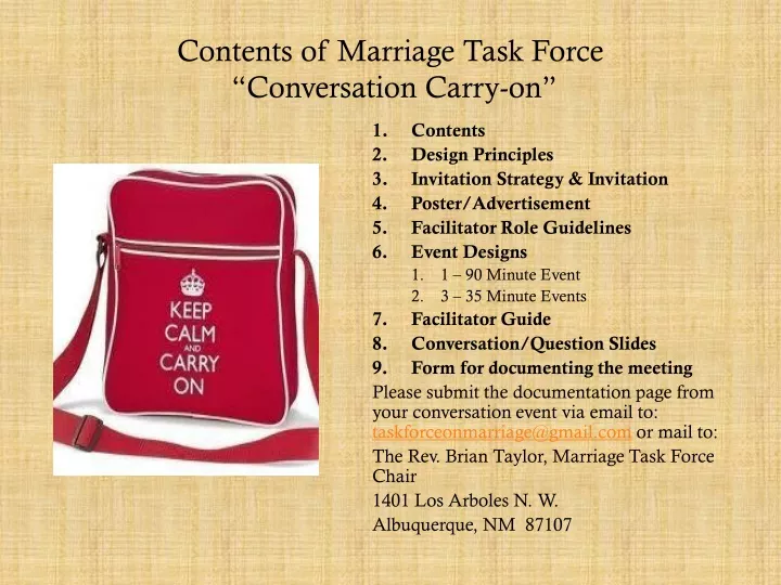 contents of marriage task force conversation carry on