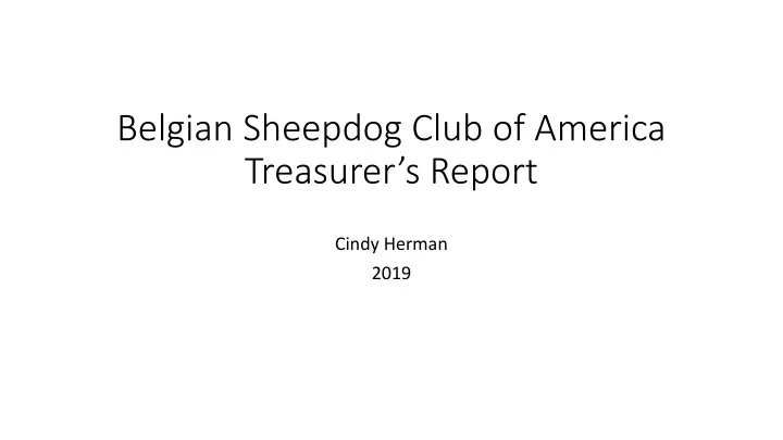 belgian sheepdog club of america treasurer s report