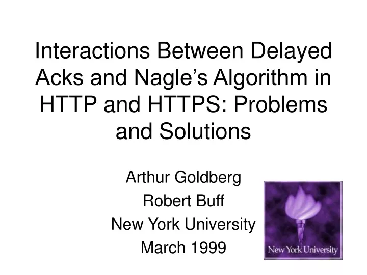 interactions between delayed acks and nagle s algorithm in http and https problems and solutions