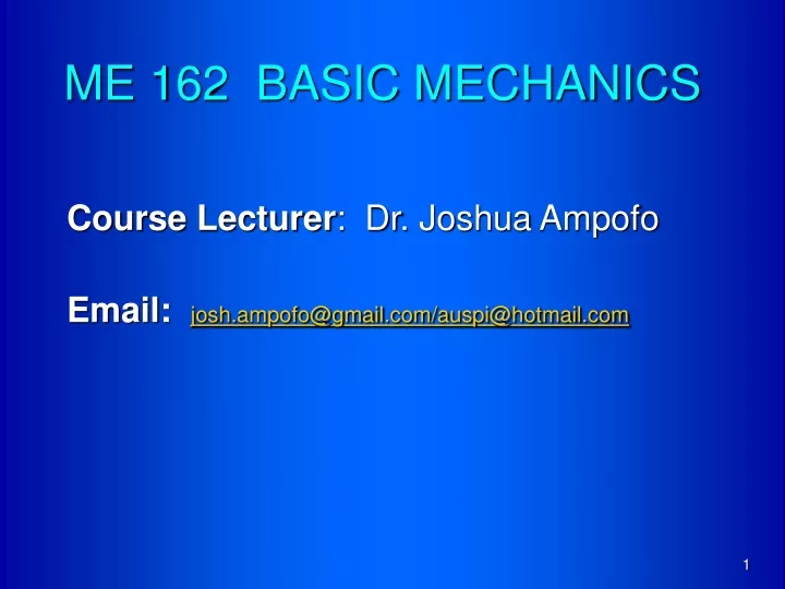me 162 basic mechanics