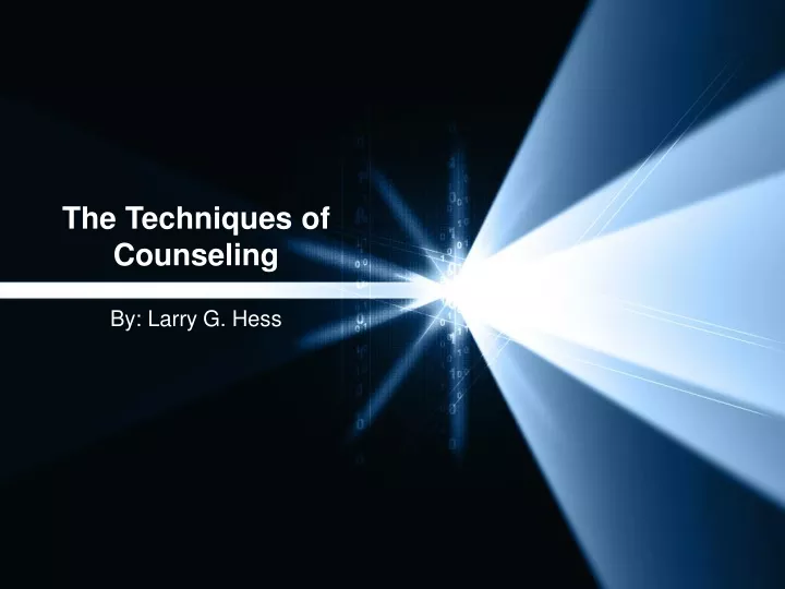 the techniques of counseling
