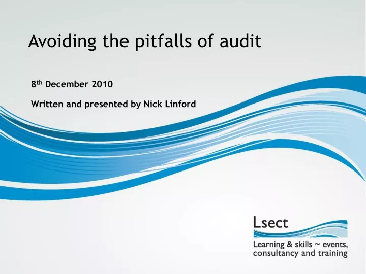 avoiding the pitfalls of audit