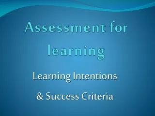 Assessment  for  learning