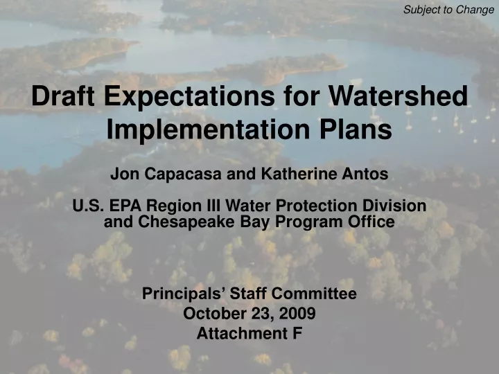 draft expectations for watershed implementation plans