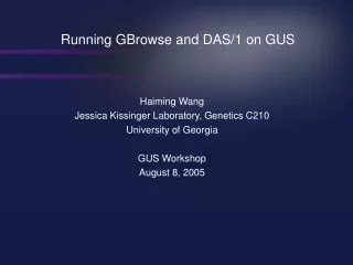 Running GBrowse and DAS/1 on GUS