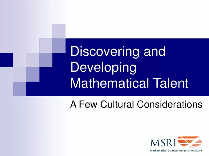 discovering and developing mathematical talent