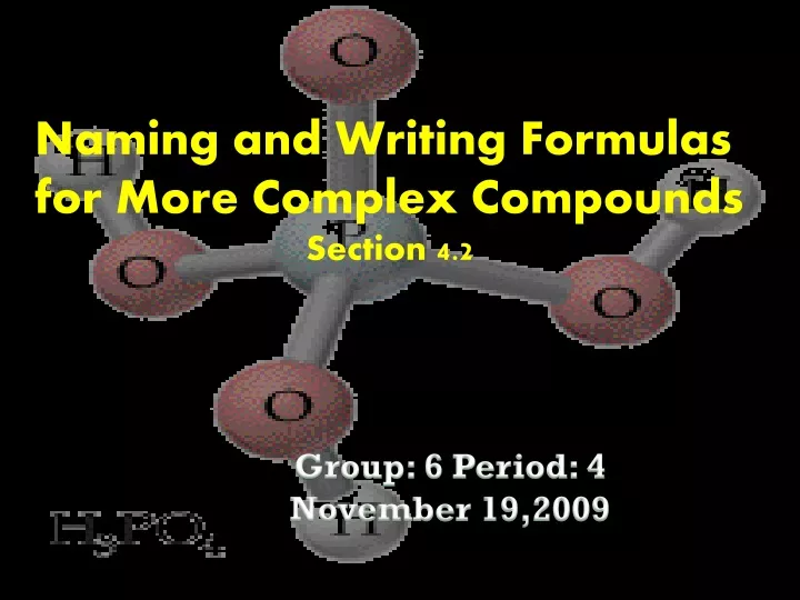 naming and writing formulas for more complex