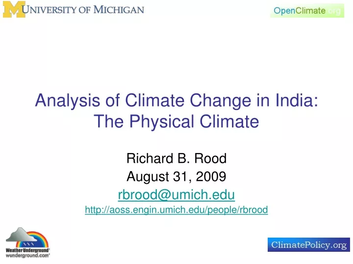 analysis of climate change in india the physical climate