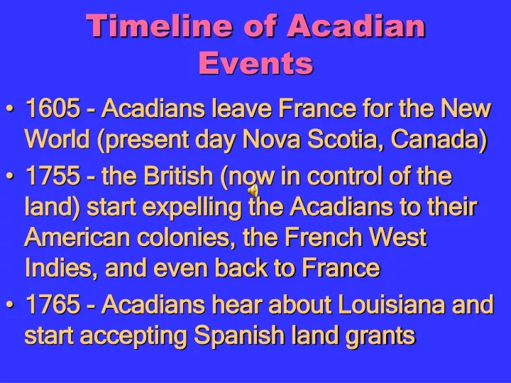 timeline of acadian events