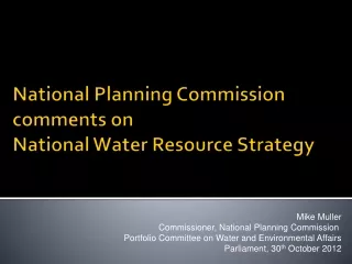 National Planning Commission comments on  National Water Resource Strategy