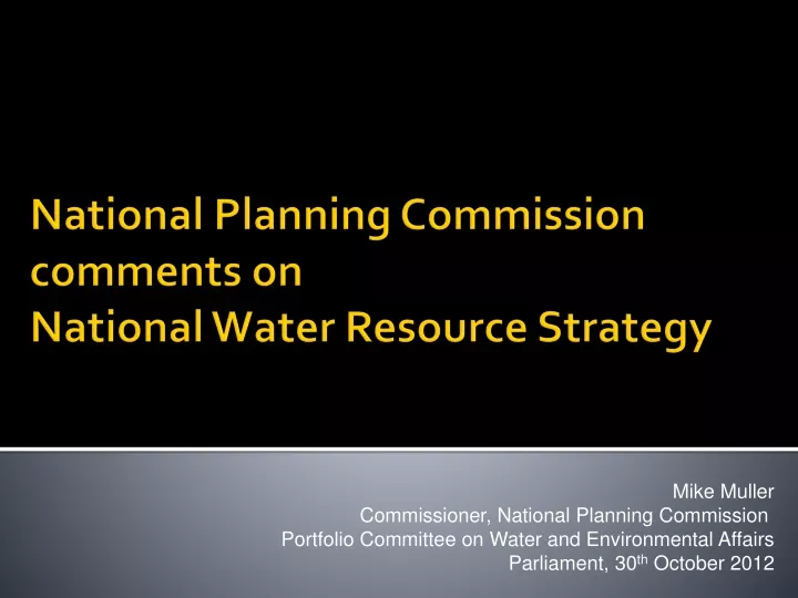 national planning commission comments on national water resource strategy