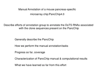 Manual Annotation of a mouse pancreas-specific  microarray chip:PancChip4.0