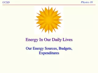 Energy In Our Daily Lives