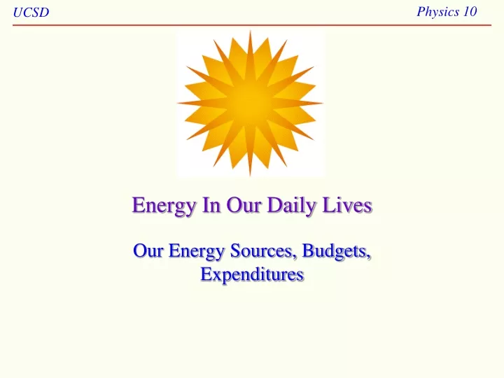energy in our daily lives