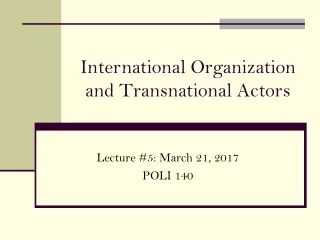 International Organization and Transnational Actors