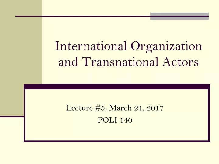 international organization and transnational actors