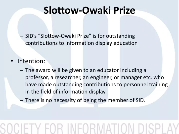 slottow owaki prize