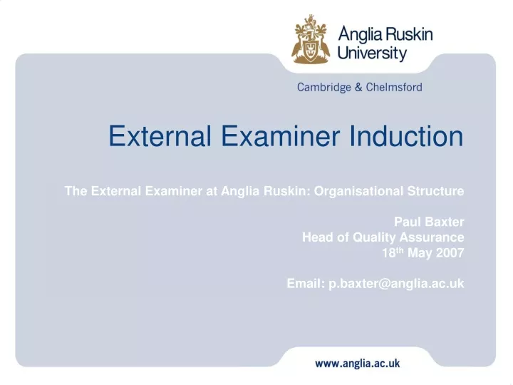 external examiner induction