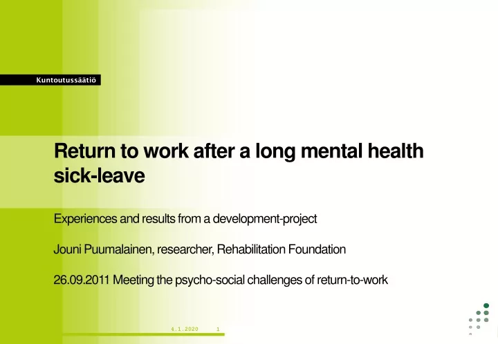 return to work after a long mental health sick leave