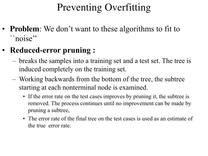 preventing overfitting