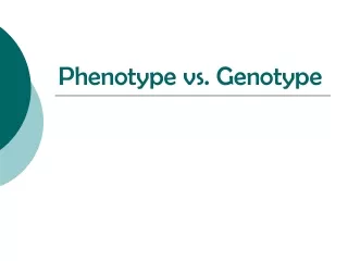 Phenotype vs. Genotype