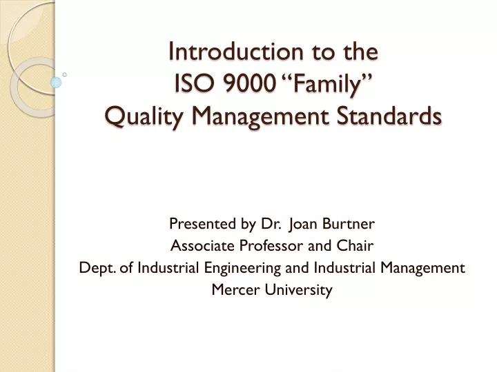 introduction to the iso 9000 family quality management standards