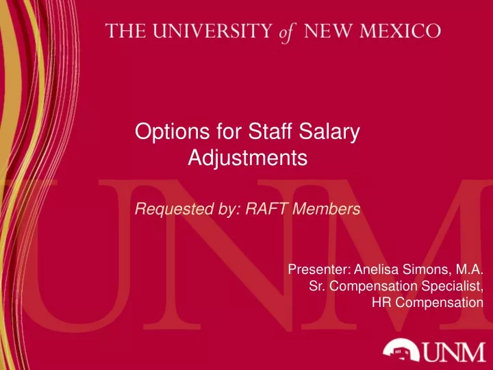options for staff salary adjustments