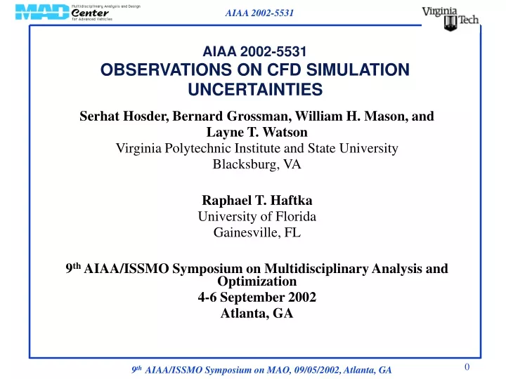 aiaa 2002 5531 observations on cfd simulation uncertainties