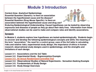 Module 3 Introduction Content Area: Analytical Epidemiology