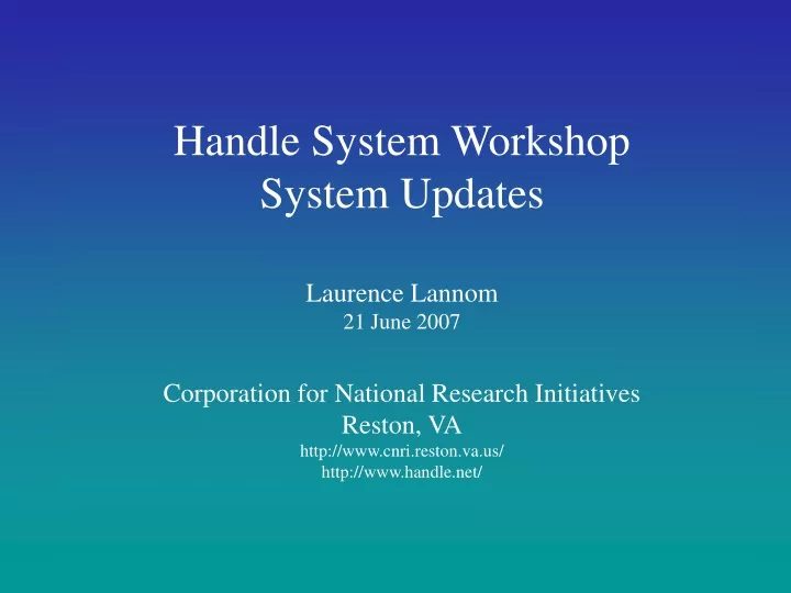 handle system workshop system updates laurence
