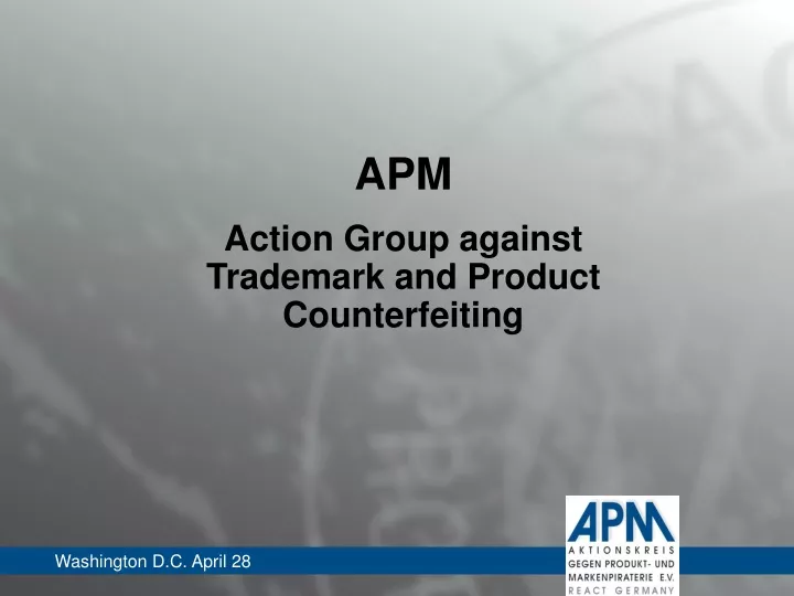 apm action group against trademark and product