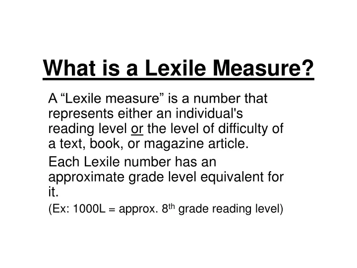what is a lexile measure