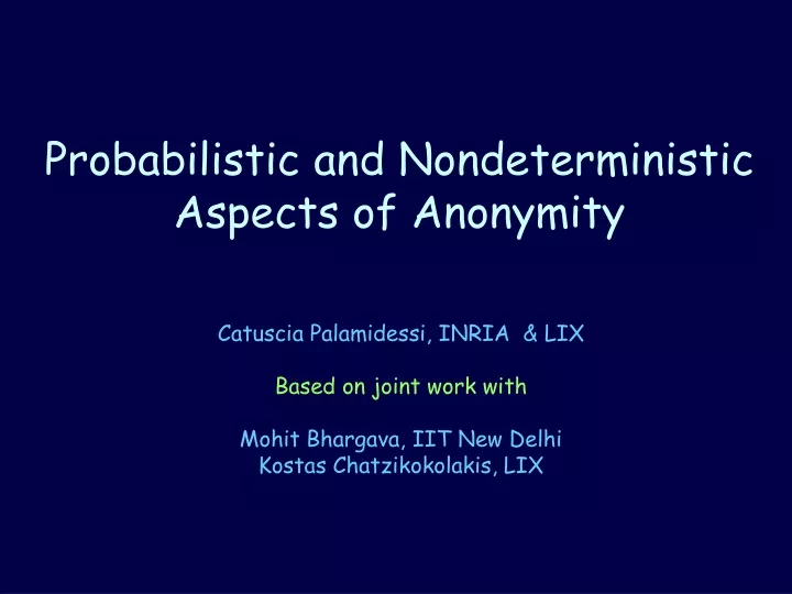 probabilistic and nondeterministic aspects
