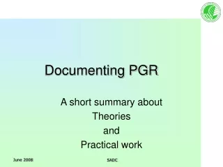 Documenting PGR